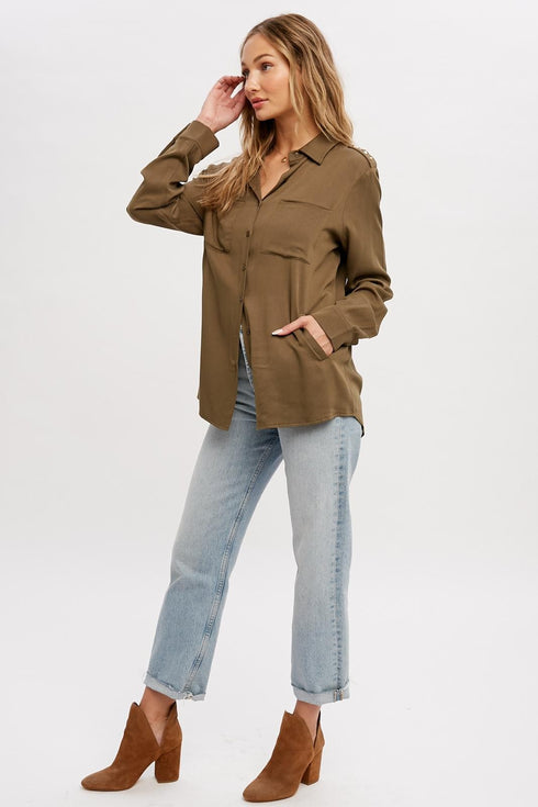 STUDDED BUTTON UP SHIRT